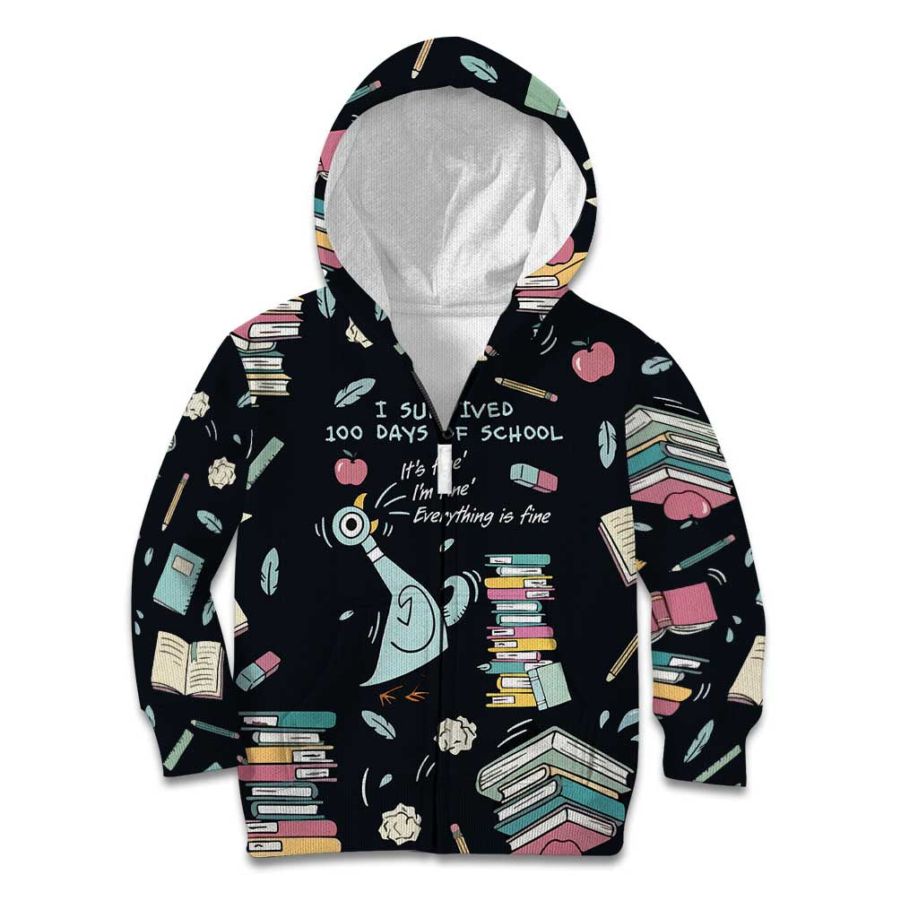 I Survived 100 Days of School Kid Hoodie Funny Pigeon 100th Day Teacher