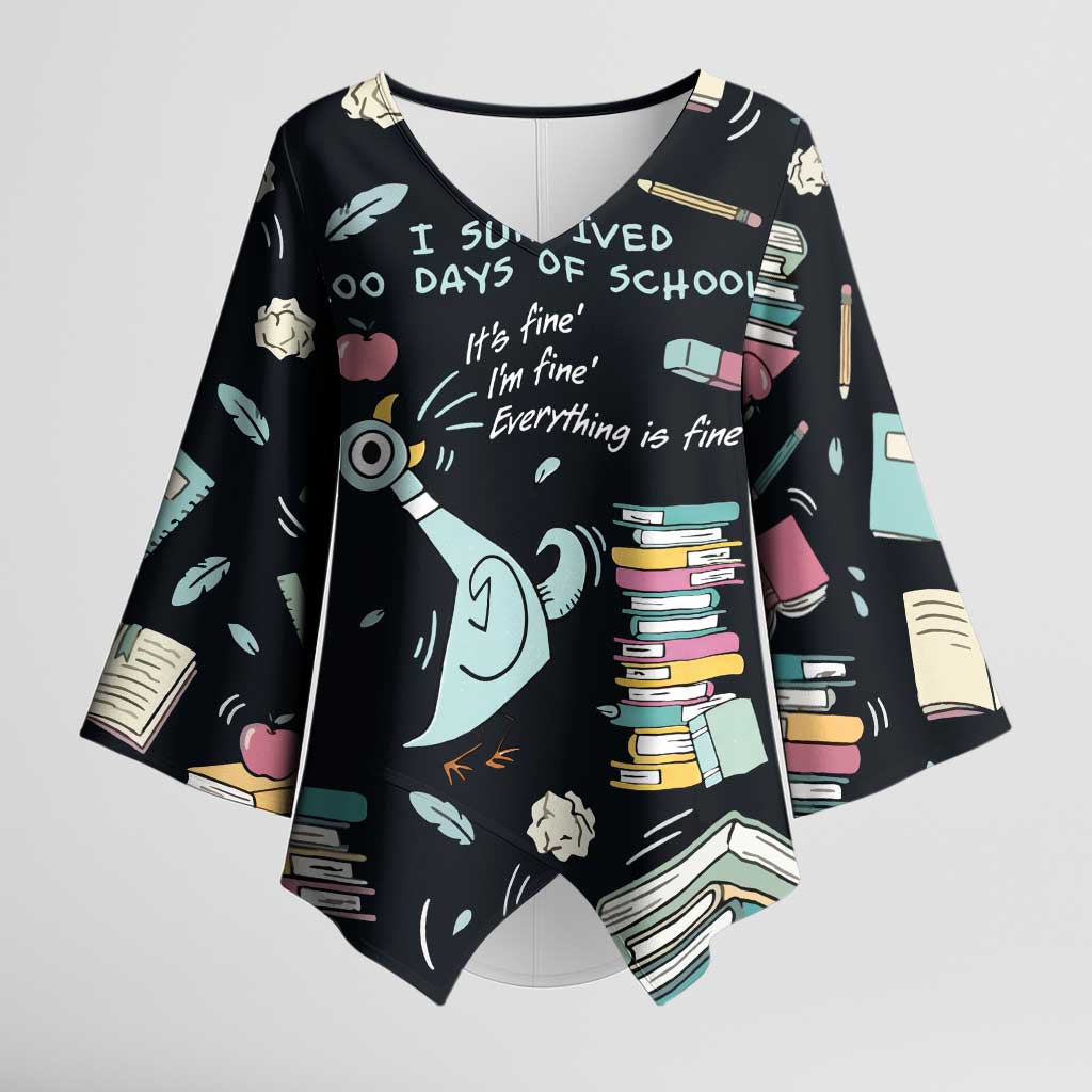I Survived 100 Days of School Kimono Sleeve Blouse Funny Pigeon 100th Day Teacher