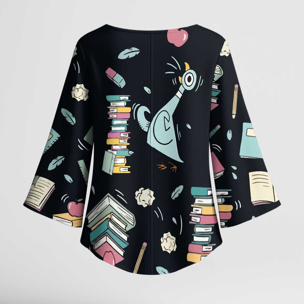 I Survived 100 Days of School Kimono Sleeve Blouse Funny Pigeon 100th Day Teacher