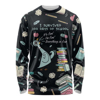 I Survived 100 Days of School Long Sleeve Shirt Funny Pigeon 100th Day Teacher