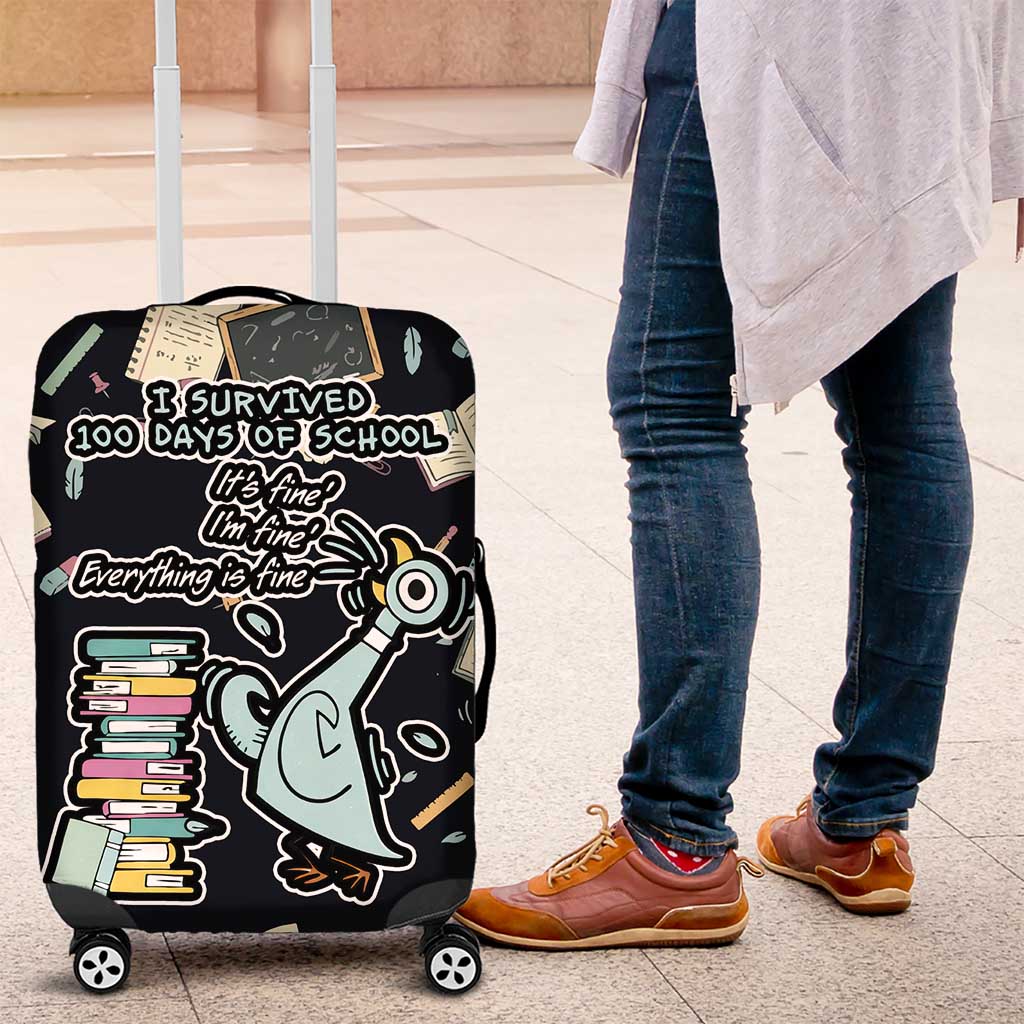 I Survived 100 Days of School Luggage Cover Funny Pigeon 100th Day Teacher