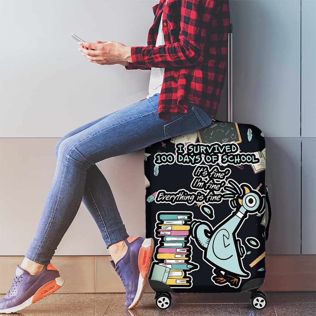 I Survived 100 Days of School Luggage Cover Funny Pigeon 100th Day Teacher