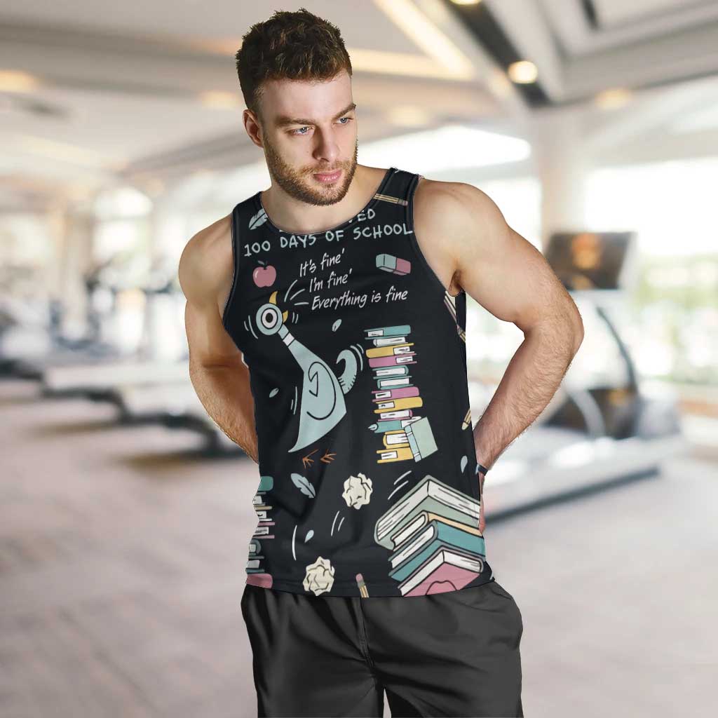 I Survived 100 Days of School Men Tank Top Funny Pigeon 100th Day Teacher