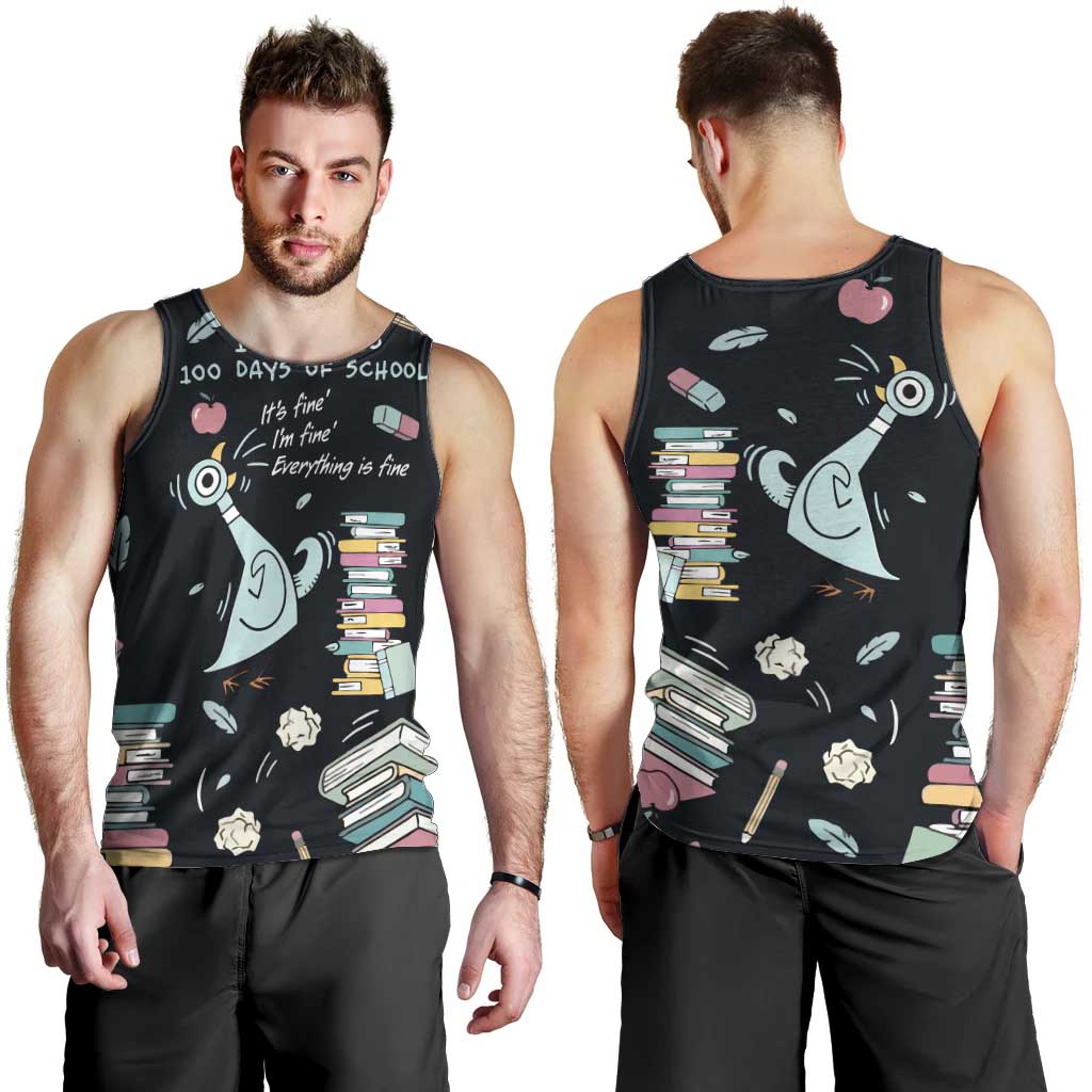 I Survived 100 Days of School Men Tank Top Funny Pigeon 100th Day Teacher