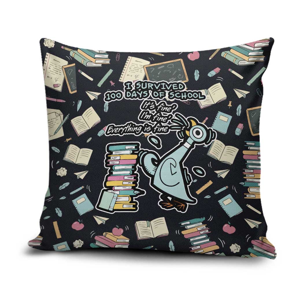 I Survived 100 Days of School Pillow Cover Funny Pigeon 100th Day Teacher