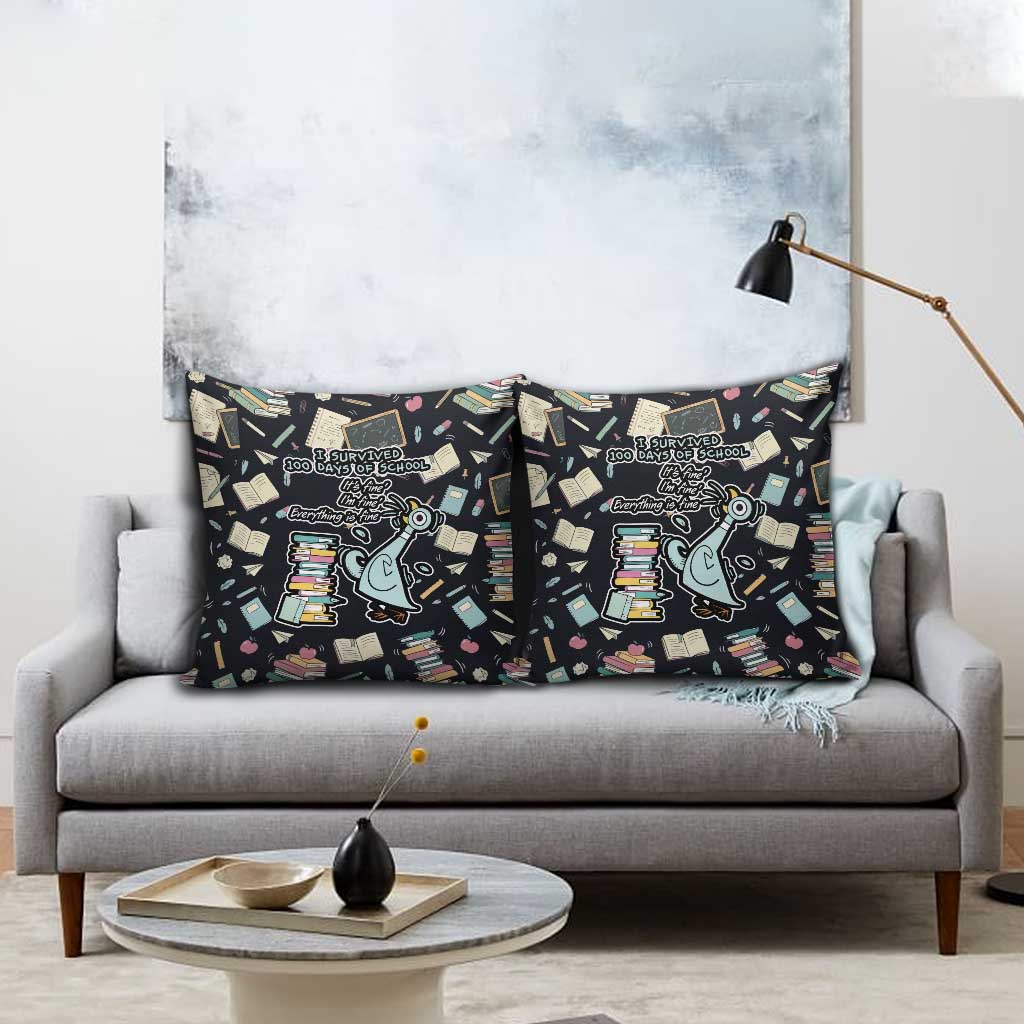 I Survived 100 Days of School Pillow Cover Funny Pigeon 100th Day Teacher