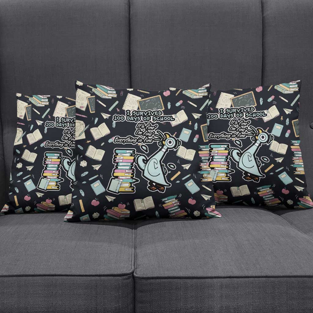 I Survived 100 Days of School Pillow Cover Funny Pigeon 100th Day Teacher