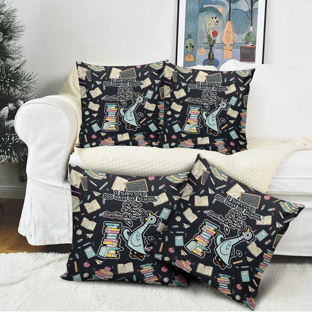 I Survived 100 Days of School Pillow Cover Funny Pigeon 100th Day Teacher