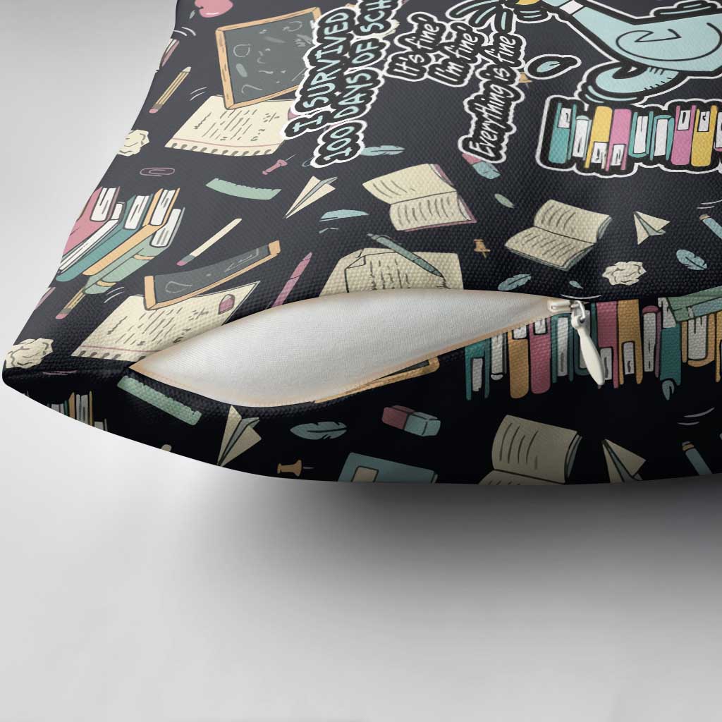 I Survived 100 Days of School Pillow Cover Funny Pigeon 100th Day Teacher