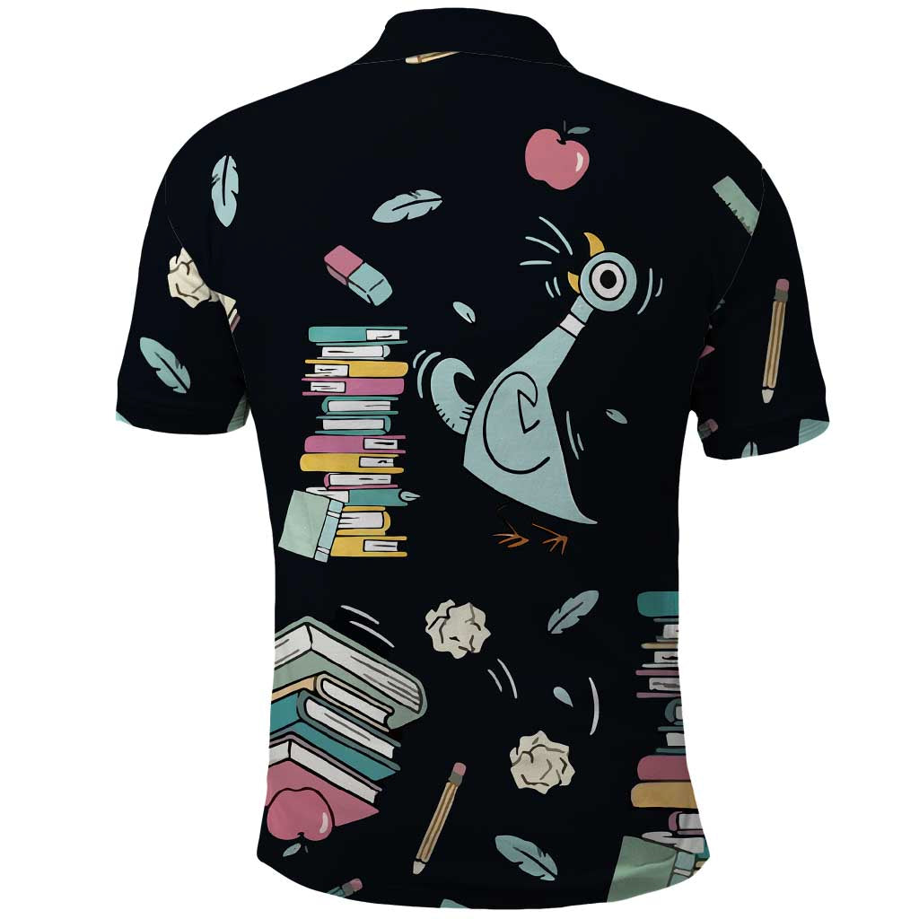 I Survived 100 Days of School Polo Shirt Funny Pigeon 100th Day Teacher
