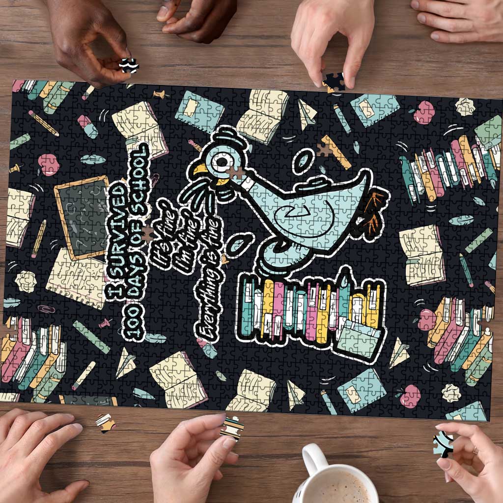 I Survived 100 Days of School Puzzle Funny Pigeon 100th Day Teacher