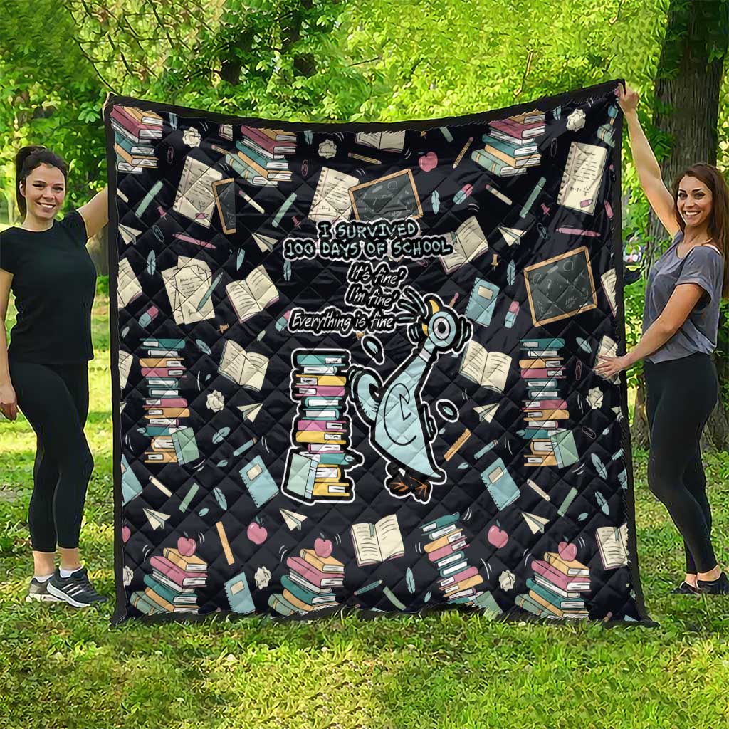 I Survived 100 Days of School Quilt Funny Pigeon 100th Day Teacher