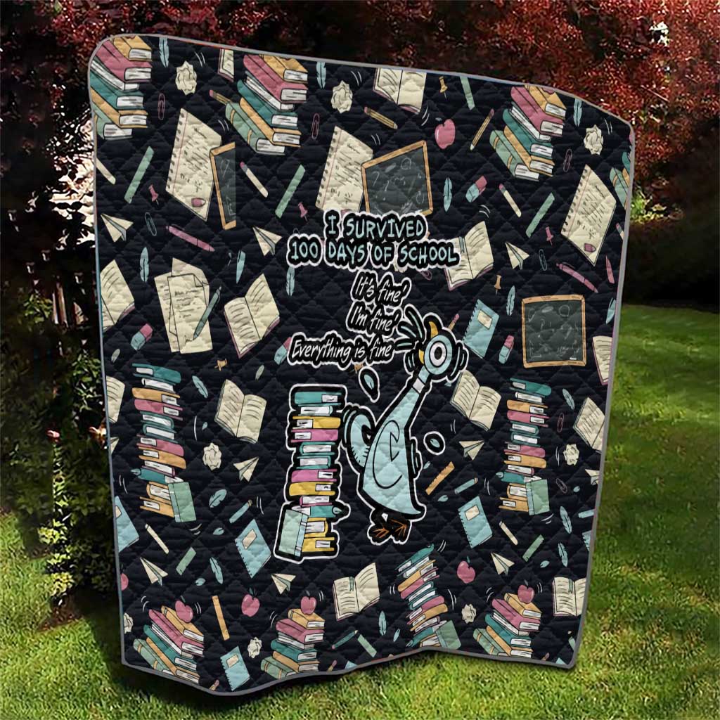 I Survived 100 Days of School Quilt Funny Pigeon 100th Day Teacher