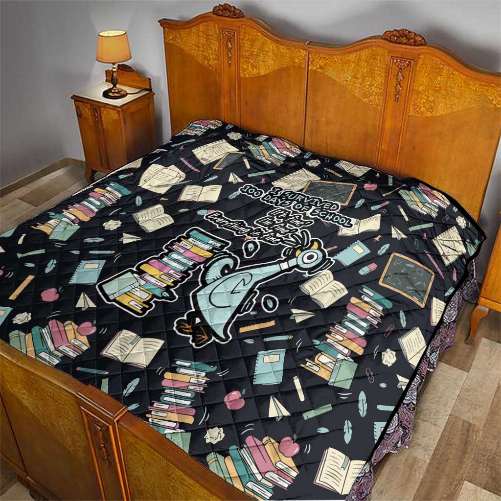 I Survived 100 Days of School Quilt Funny Pigeon 100th Day Teacher