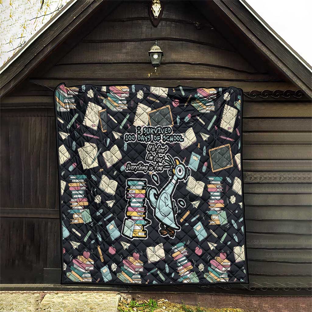 I Survived 100 Days of School Quilt Funny Pigeon 100th Day Teacher
