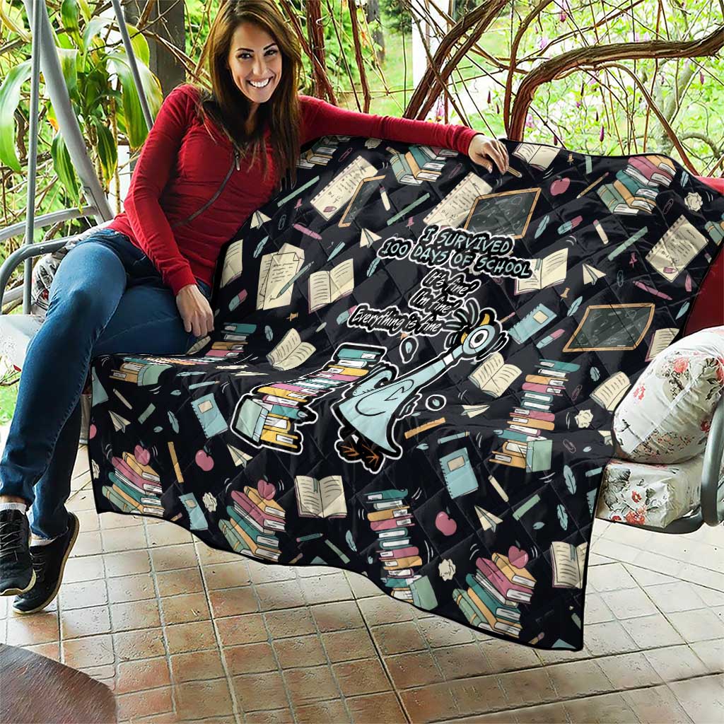 I Survived 100 Days of School Quilt Funny Pigeon 100th Day Teacher