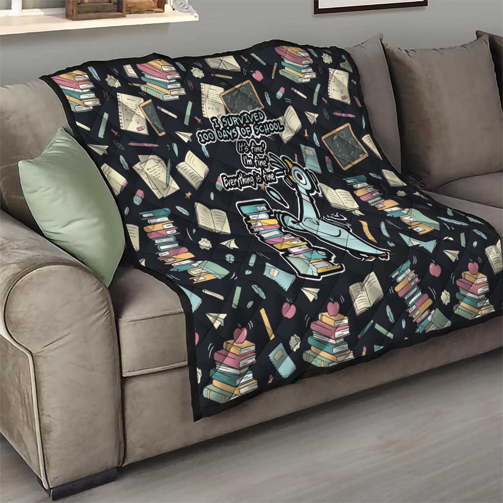I Survived 100 Days of School Quilt Funny Pigeon 100th Day Teacher