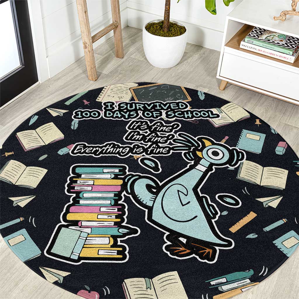 I Survived 100 Days of School Round Carpet Funny Pigeon 100th Day Teacher