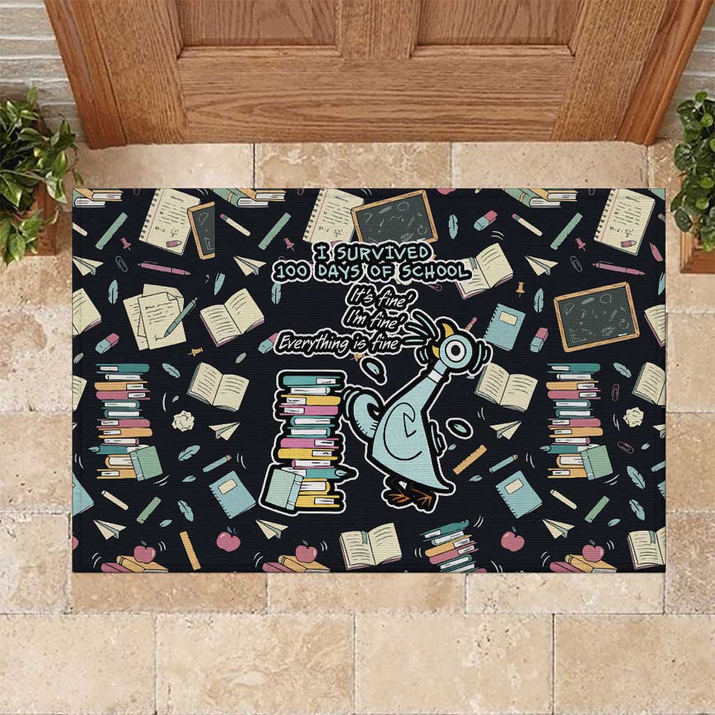 I Survived 100 Days of School Rubber Doormat Funny Pigeon 100th Day Teacher
