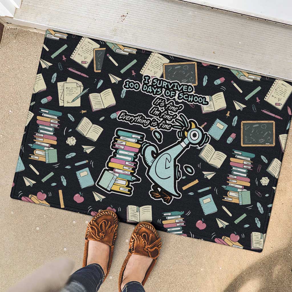 I Survived 100 Days of School Rubber Doormat Funny Pigeon 100th Day Teacher