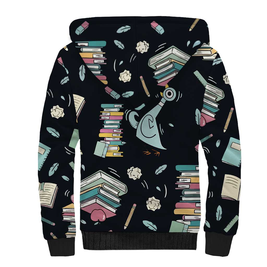 I Survived 100 Days of School Sherpa Hoodie Funny Pigeon 100th Day Teacher