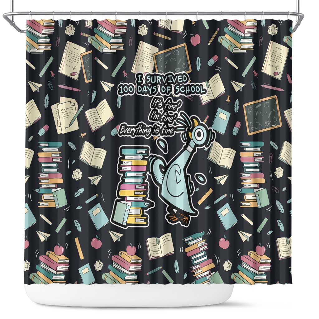 I Survived 100 Days of School Shower Curtain Funny Pigeon 100th Day Teacher