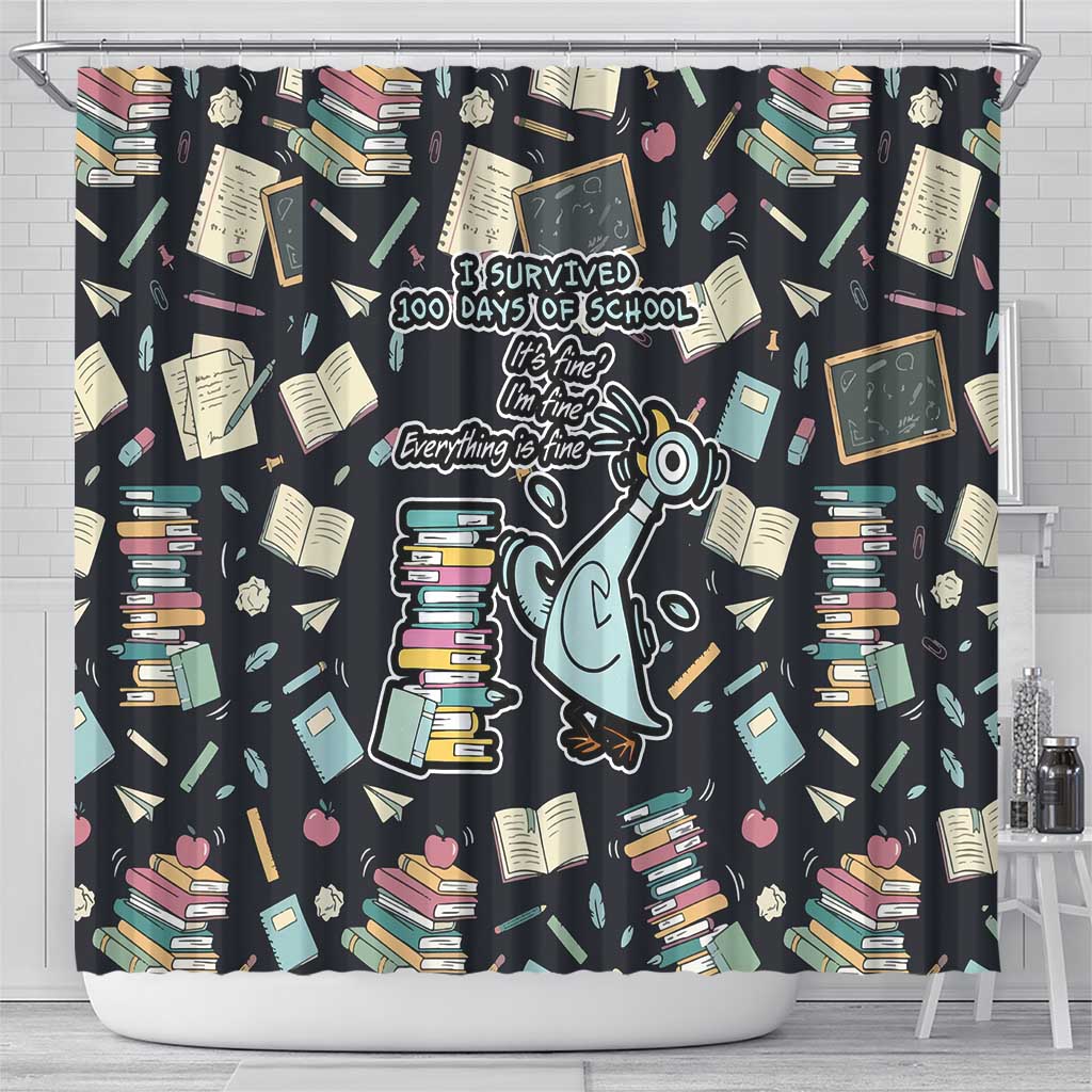 I Survived 100 Days of School Shower Curtain Funny Pigeon 100th Day Teacher