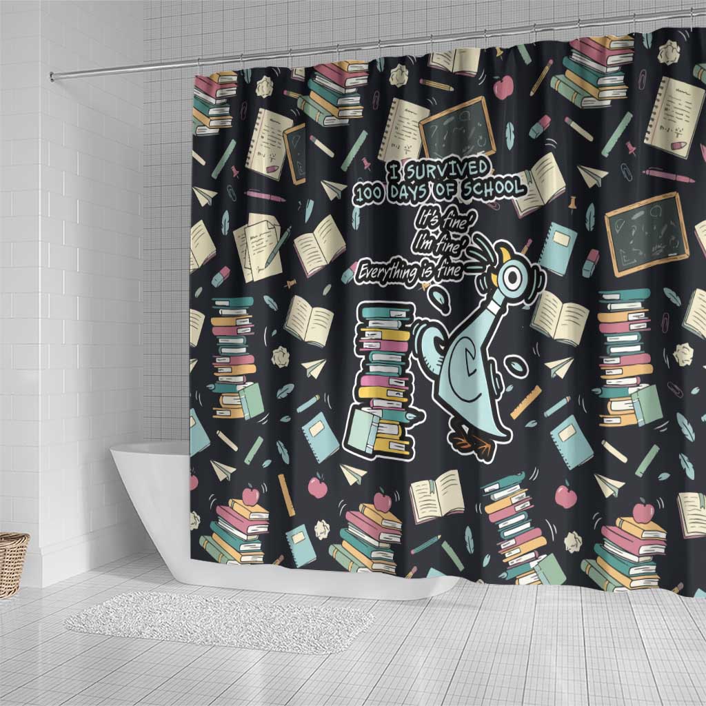 I Survived 100 Days of School Shower Curtain Funny Pigeon 100th Day Teacher