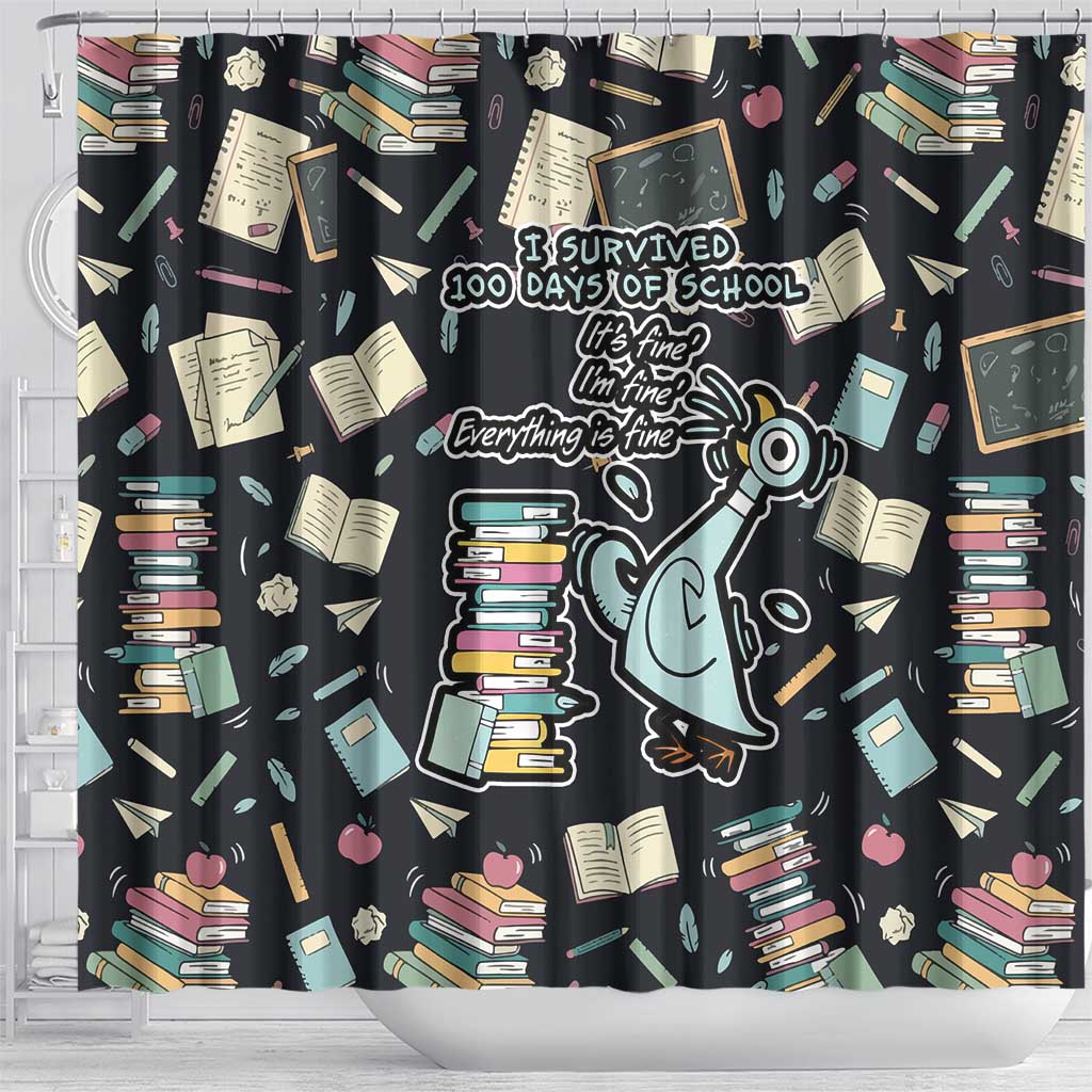 I Survived 100 Days of School Shower Curtain Funny Pigeon 100th Day Teacher