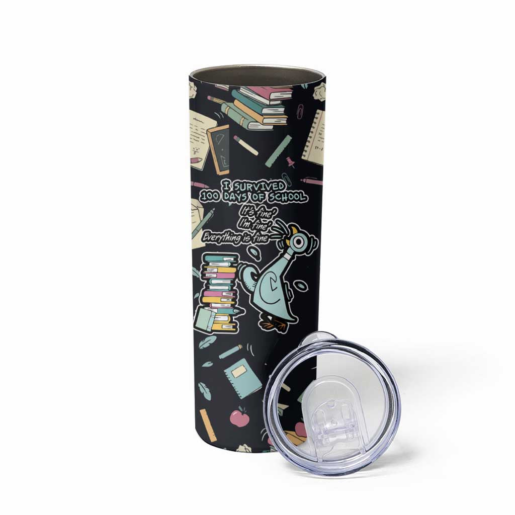 I Survived 100 Days of School Skinny Tumbler Funny Pigeon 100th Day Teacher