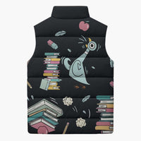 I Survived 100 Days of School Sleeveless Puffer Jacket Funny Pigeon 100th Day Teacher