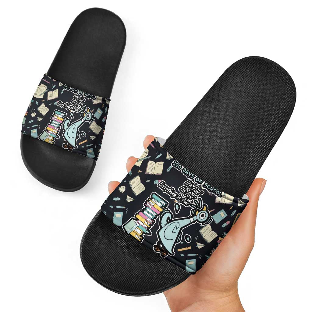 I Survived 100 Days of School Slide Sandals Funny Pigeon 100th Day Teacher