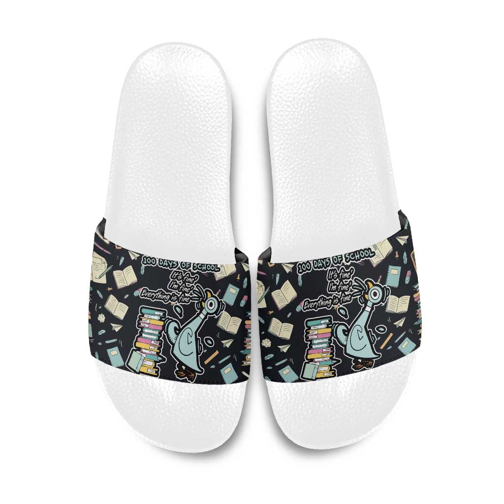 I Survived 100 Days of School Slide Sandals Funny Pigeon 100th Day Teacher