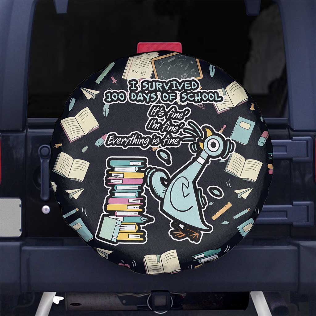 I Survived 100 Days of School Spare Tire Cover Funny Pigeon 100th Day Teacher