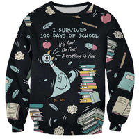 I Survived 100 Days of School Sweatshirt Funny Pigeon 100th Day Teacher