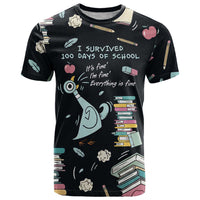 I Survived 100 Days of School T Shirt Funny Pigeon 100th Day Teacher