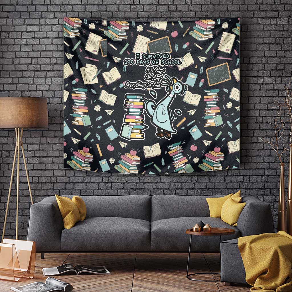 I Survived 100 Days of School Tapestry Funny Pigeon 100th Day Teacher