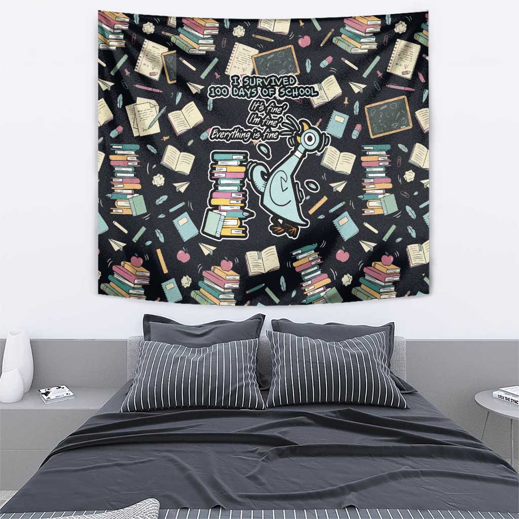 I Survived 100 Days of School Tapestry Funny Pigeon 100th Day Teacher