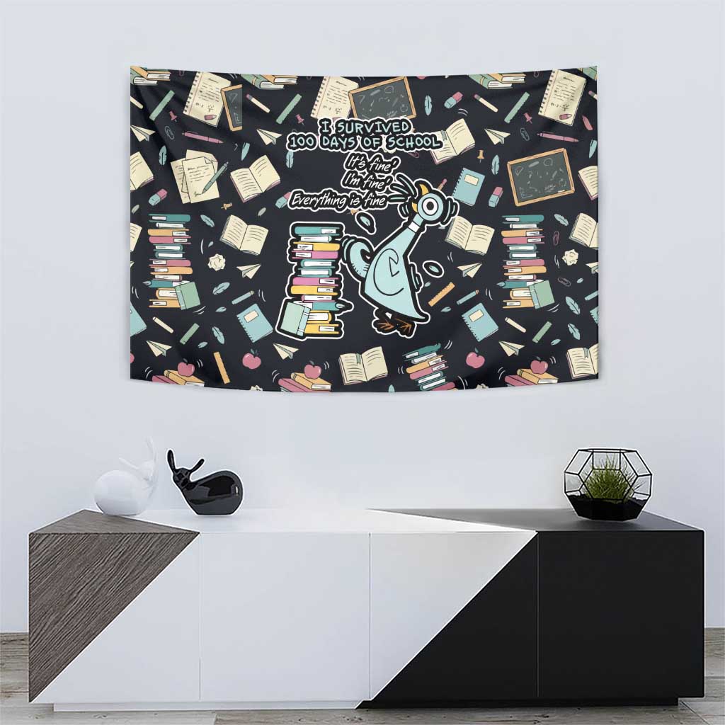 I Survived 100 Days of School Tapestry Funny Pigeon 100th Day Teacher