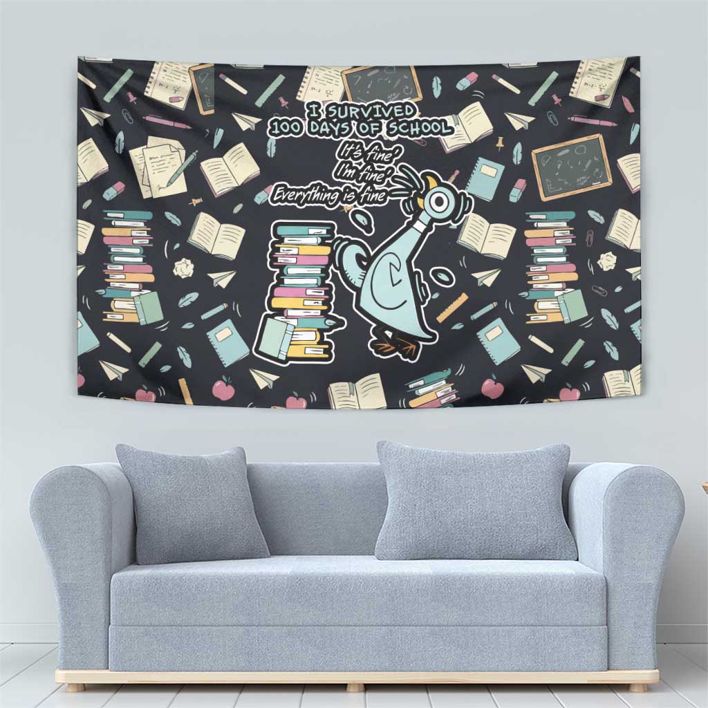 I Survived 100 Days of School Tapestry Funny Pigeon 100th Day Teacher
