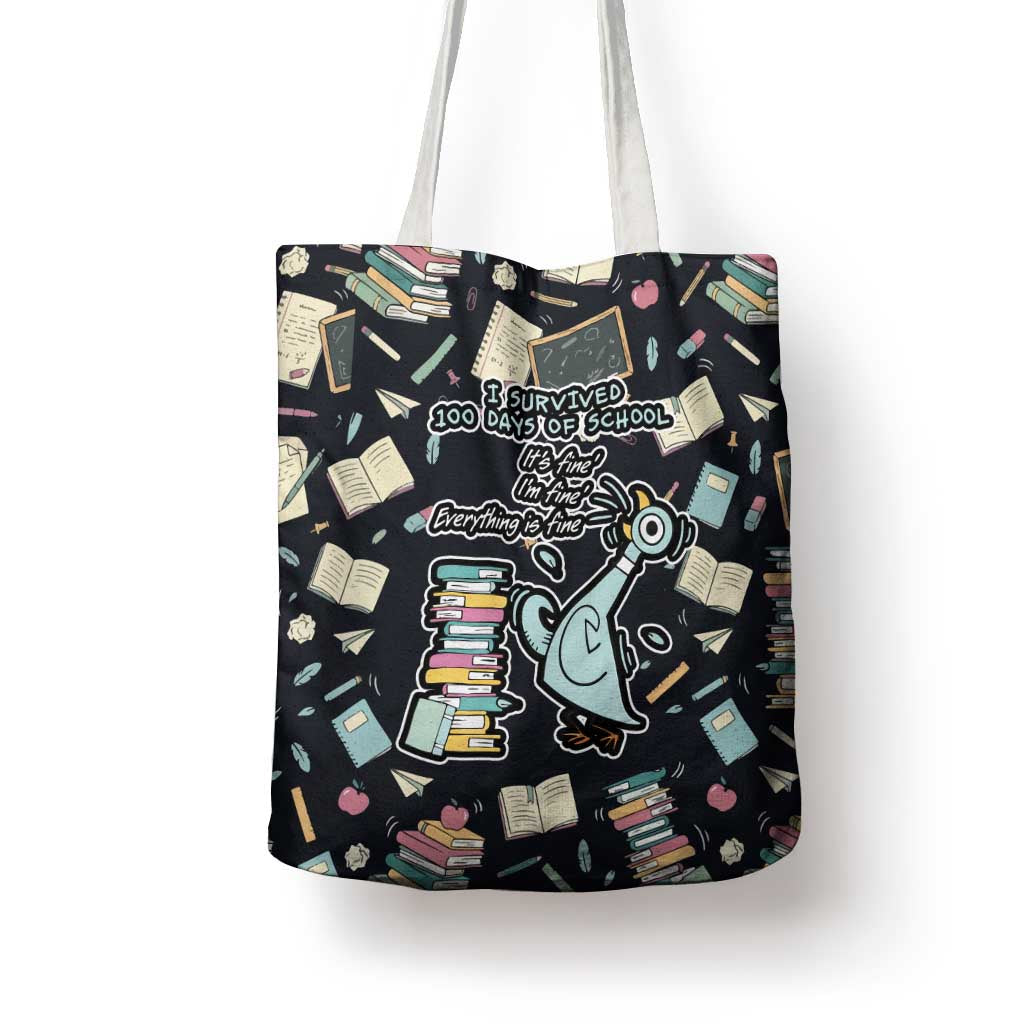 I Survived 100 Days of School Tote Bag Funny Pigeon 100th Day Teacher