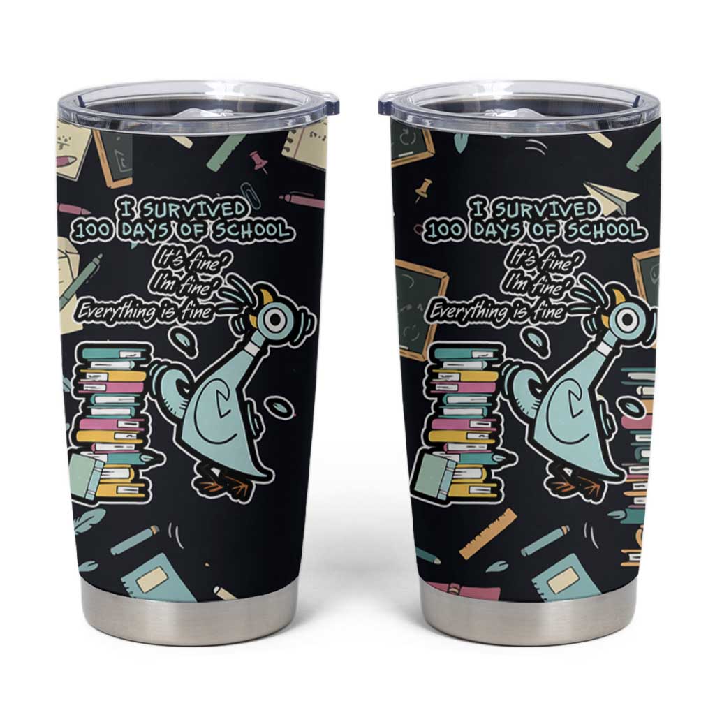 I Survived 100 Days of School Tumbler Cup Funny Pigeon 100th Day Teacher