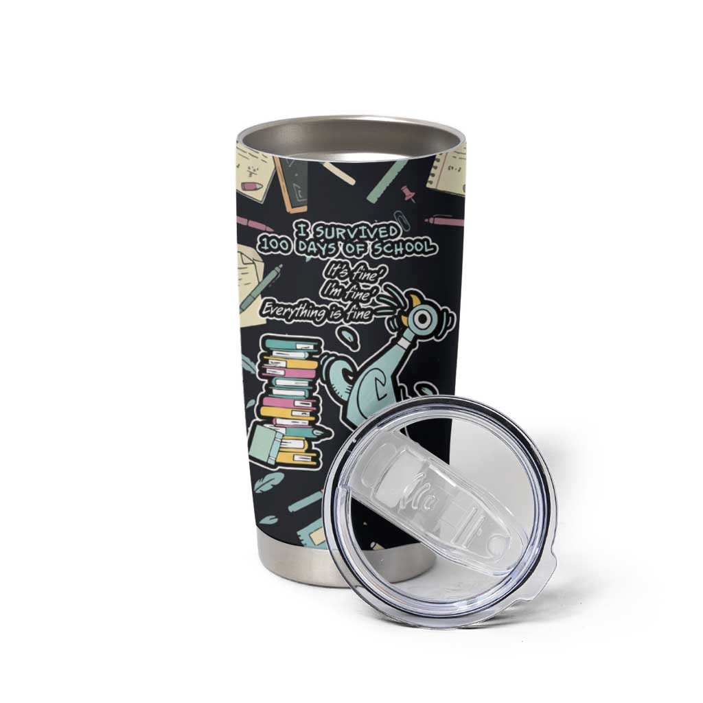 I Survived 100 Days of School Tumbler Cup Funny Pigeon 100th Day Teacher
