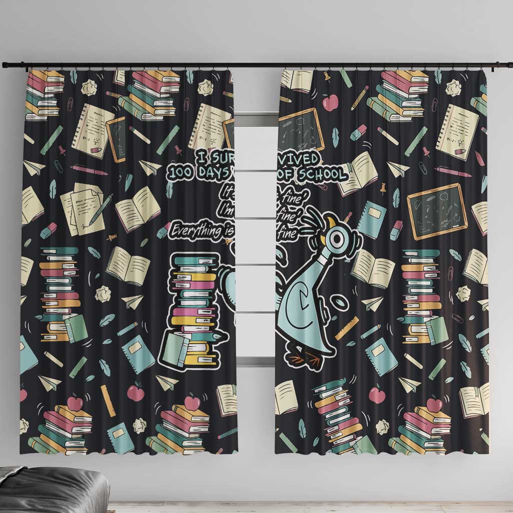 I Survived 100 Days of School Window Curtain Funny Pigeon 100th Day Teacher