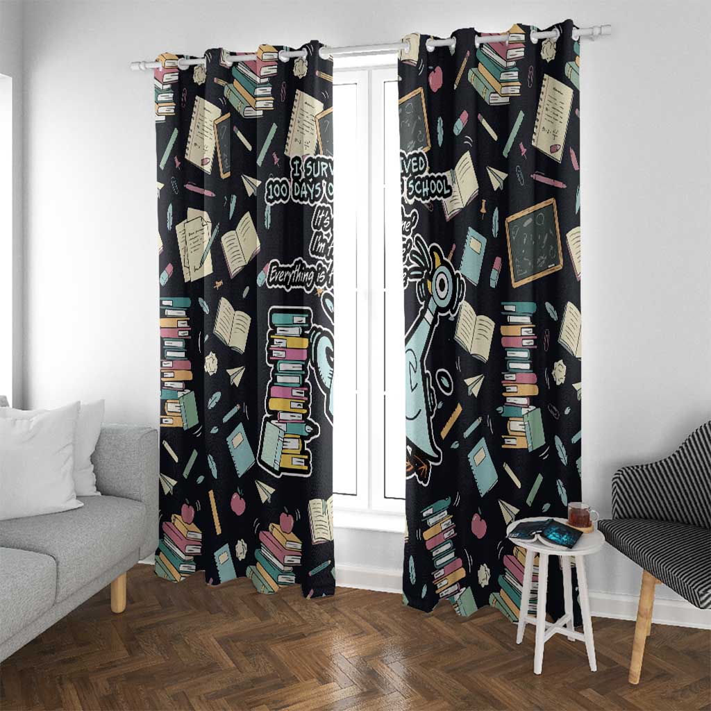 I Survived 100 Days of School Window Curtain Funny Pigeon 100th Day Teacher