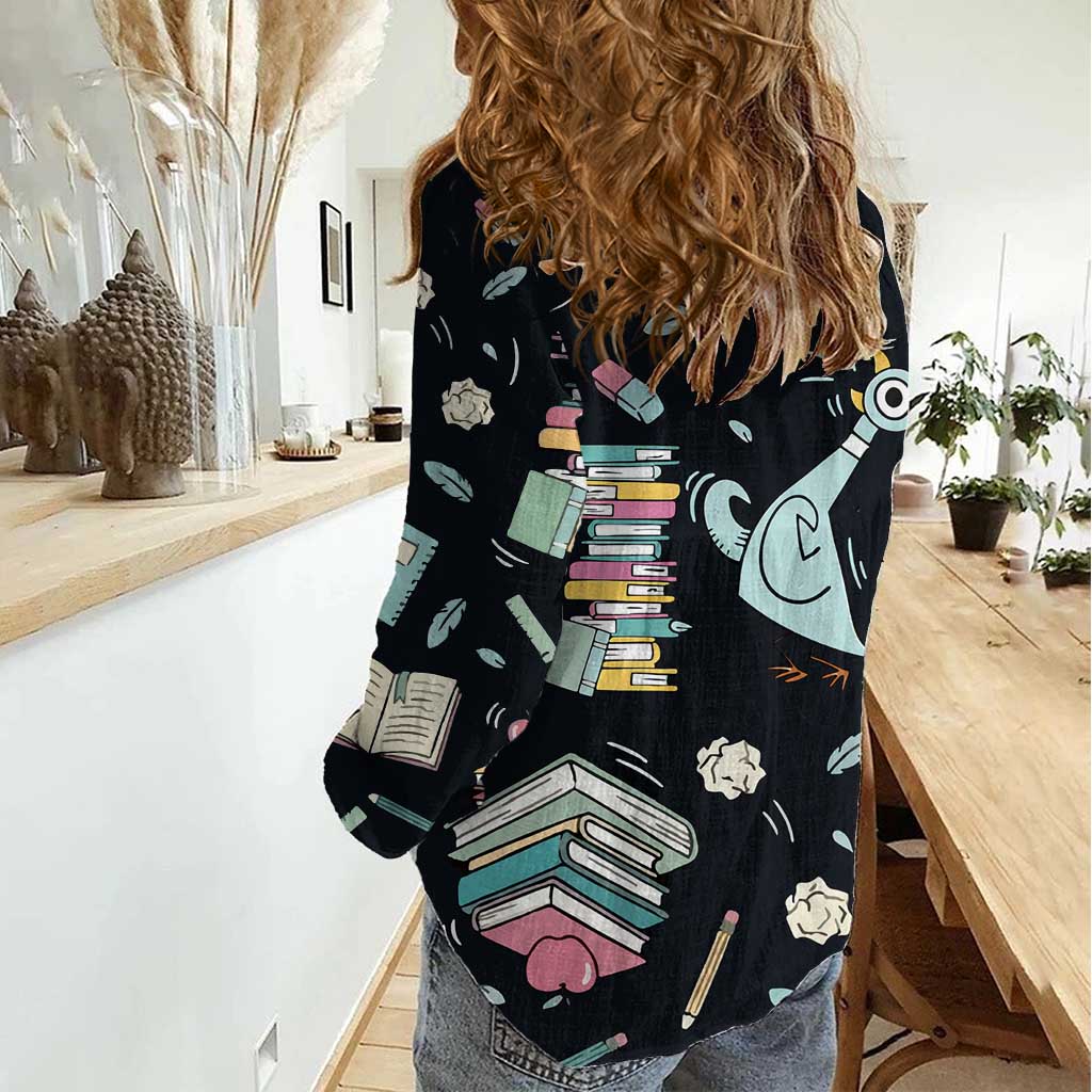 I Survived 100 Days of School Women Casual Shirt Funny Pigeon 100th Day Teacher