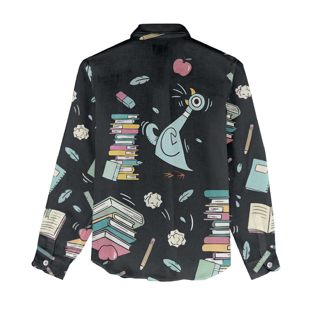 I Survived 100 Days of School Women Casual Shirt Funny Pigeon 100th Day Teacher