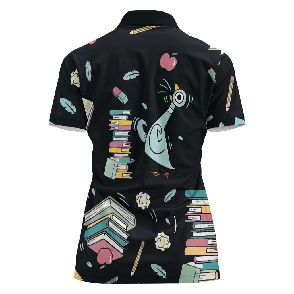 I Survived 100 Days of School Women Polo Shirt Funny Pigeon 100th Day Teacher