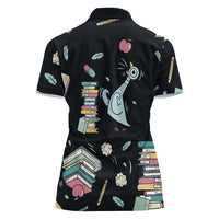 I Survived 100 Days of School Women Polo Shirt Funny Pigeon 100th Day Teacher
