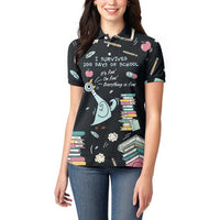 I Survived 100 Days of School Women Polo Shirt Funny Pigeon 100th Day Teacher
